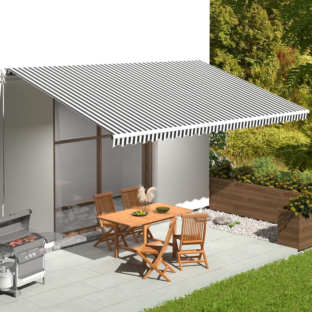 vidaXL Awning Fabric Anthracite and White 6x3.5 m