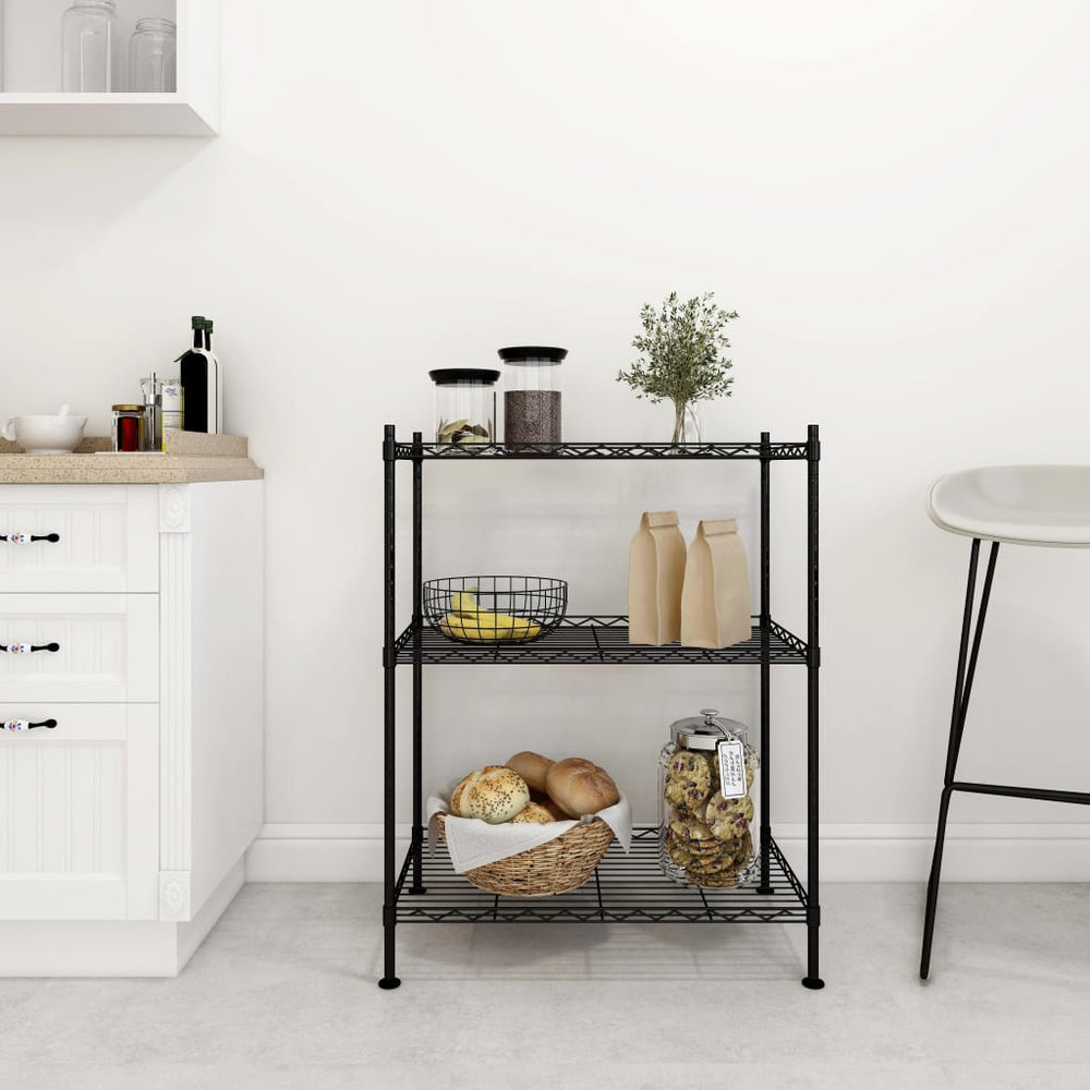 vidaXL 3-Tier Storage Rack 60x35x76 cm Black 150 kg