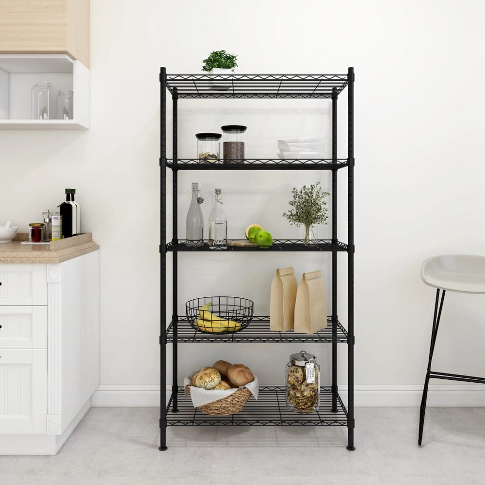 vidaXL Storage Rack with 5 Shelves 90x35x180 cm Black 250 kg