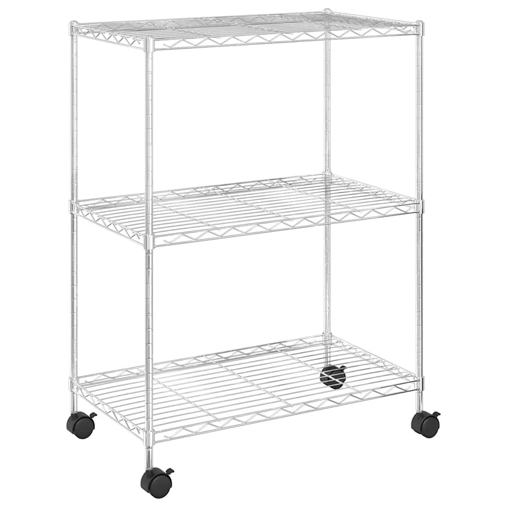 vidaXL Storage Rack with 3 Shelves and Wheels 60x35x81 cm Chromed 150 kg