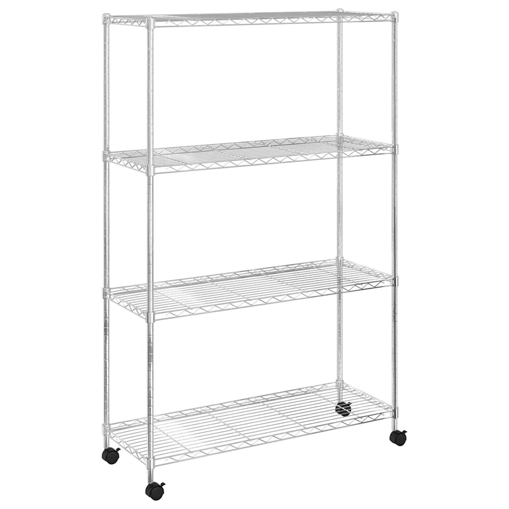 vidaXL 4-Tier Storage Rack with Wheels 90x35x142 cm Chrome 200 kg