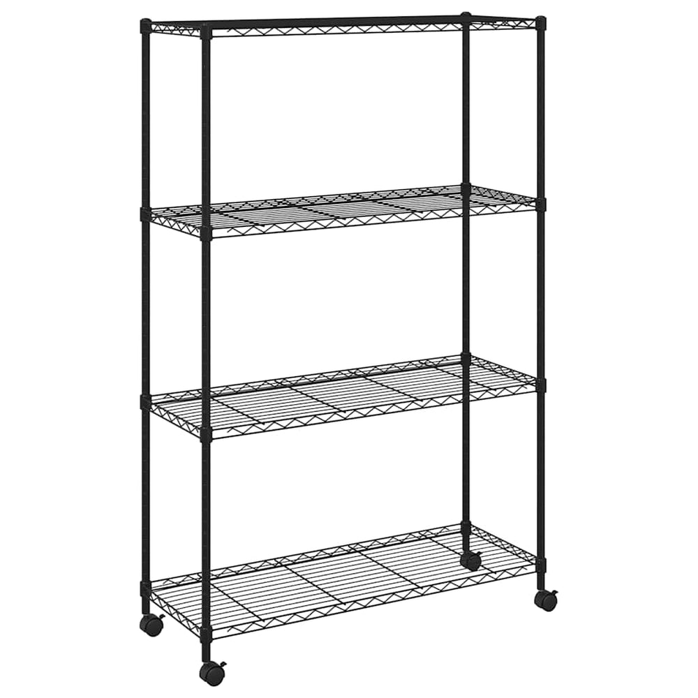vidaXL 4-Tier Storage Rack with Wheels 90x35x142 cm Black 200 kg