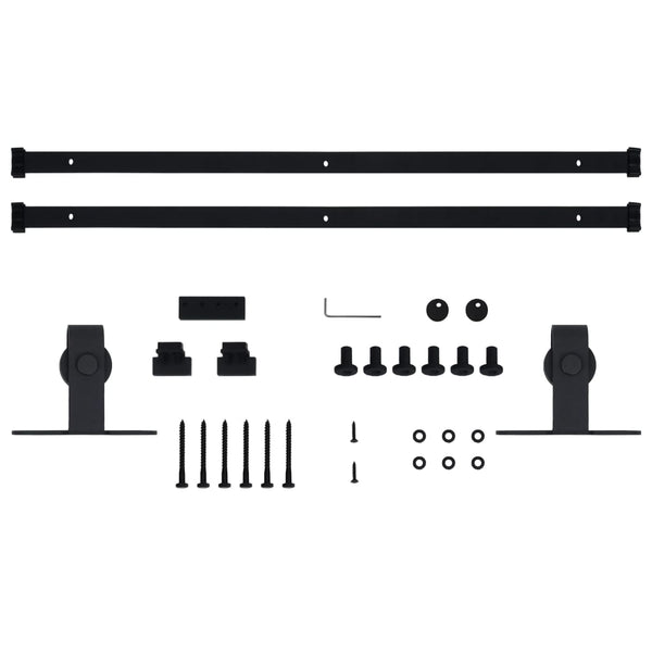 vidaXL Mini Sliding Door Hardware Set for Cabinet Doors Carbon Steel 183 cm