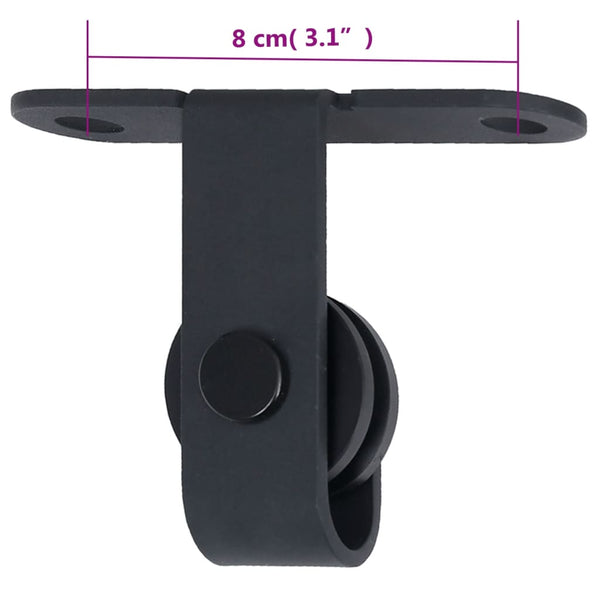 vidaXL Mini Sliding Door Hardware Kit for Cabinet Doors Carbon Steel 200 cm