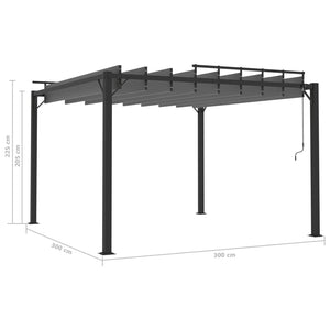 vidaXL Pergola with Louvered Roof 3x3 m Anthracite Fabric and Aluminum