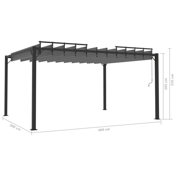 vidaXL Louvred Roof Pergola 3x4 m Anthracite Fabric and Aluminium