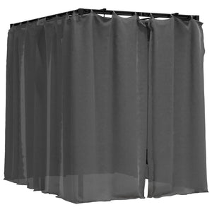 vidaXL Double Sun Lounger with Curtains and Canopy Anthracite