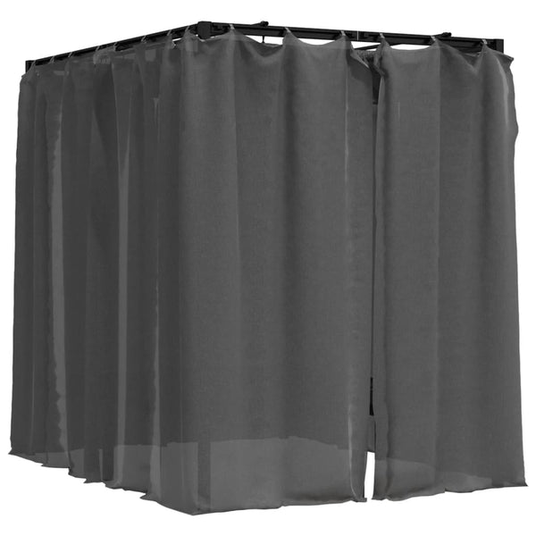 vidaXL Double Sun Lounger with Curtains and Canopy Anthracite