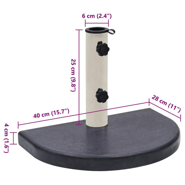 vidaXL Parasol Base Black 40x28x4 cm Granite