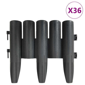 vidaXL Garden Edging 36 pcs. Anthracite 10 m PP