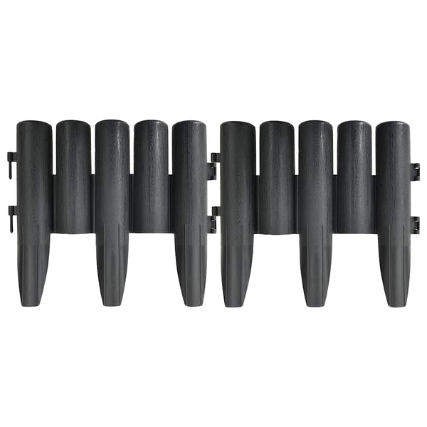 vidaXL Garden Edging 36 pcs. Anthracite 10 m PP