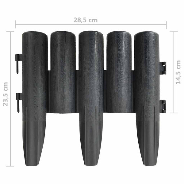 vidaXL Garden Edging 36 pcs. Anthracite 10 m PP