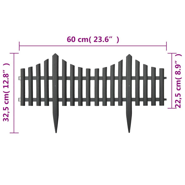 vidaXL Lawn Edging 17 pcs. Anthracite 10 m PP