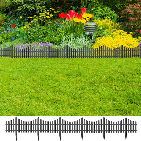 vidaXL Lawn Edging 17 pcs. Anthracite 10 m PP
