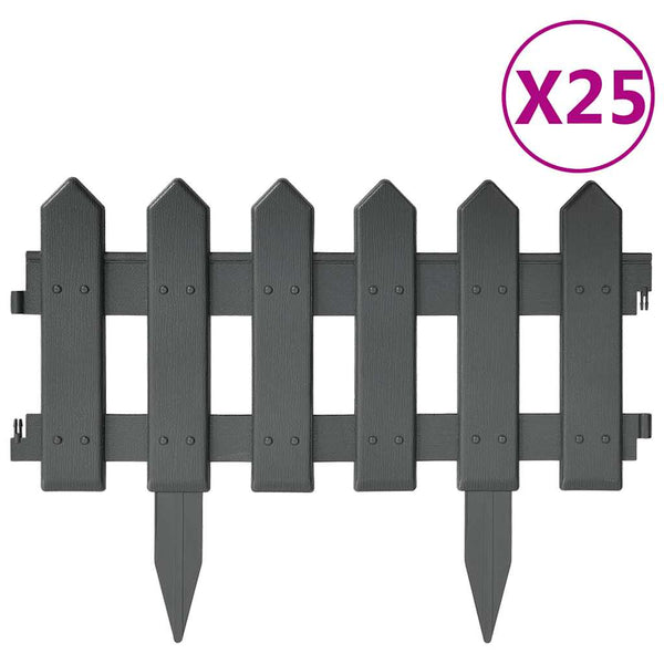 vidaXL Lawn Edging 25 pcs. Anthracite 10 m PP