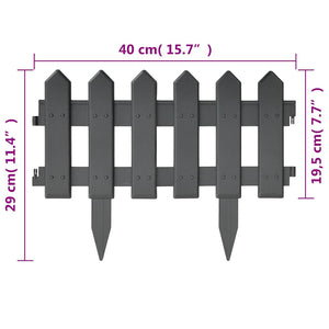 vidaXL Lawn Edging 25 pcs. Anthracite 10 m PP
