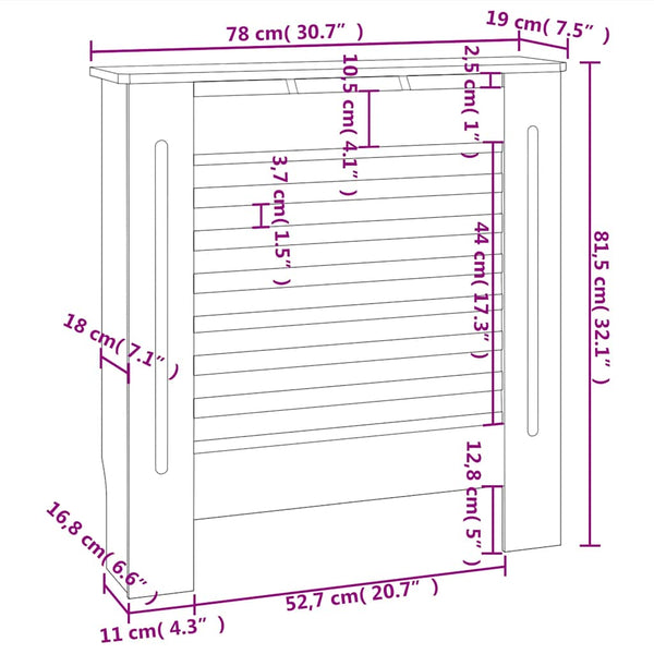 Schwarze Heizkörperverkleidung MDF 78 cm