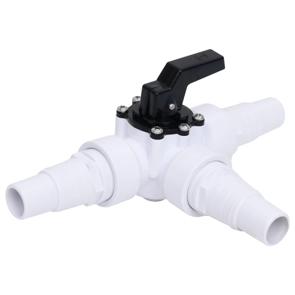vidaXL 3-Way Ball Valve for Swimming Pool White and Black