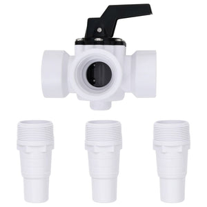 vidaXL 3-Way Ball Valve for Swimming Pool White and Black