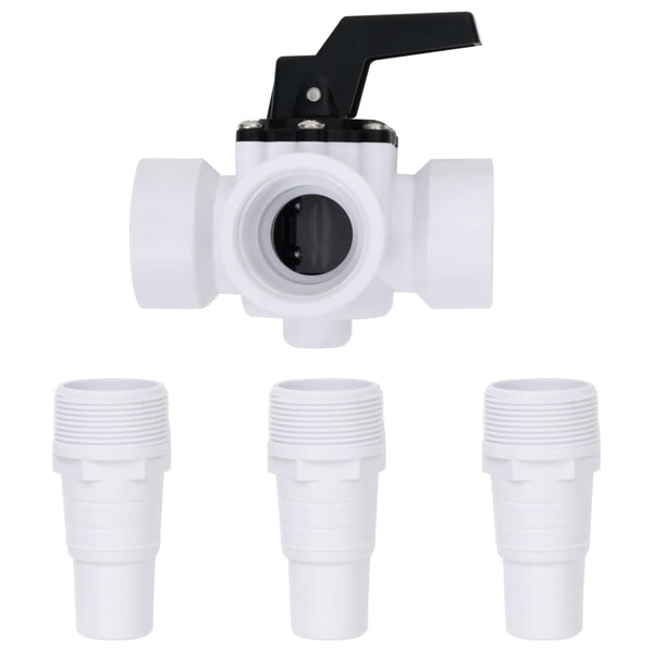 vidaXL 3-Way Ball Valve for Swimming Pool White and Black
