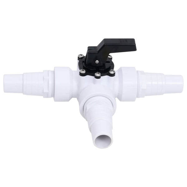 vidaXL 3-Way Ball Valve for Swimming Pool White and Black