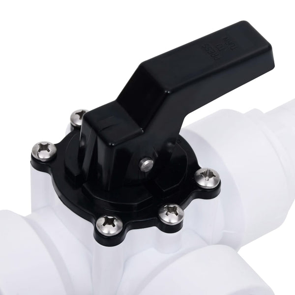 vidaXL 3-Way Ball Valve for Swimming Pool White and Black