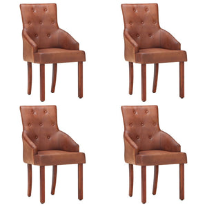 vidaXL Dining Chairs 4 pcs Brown Real Goatskin
