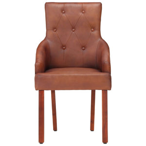 vidaXL Dining Chairs 4 pcs Brown Real Goatskin