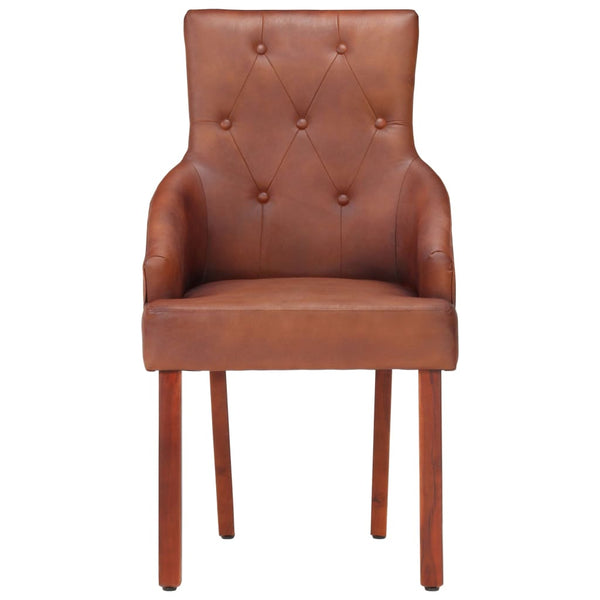 vidaXL Dining Chairs 4 pcs Brown Real Goatskin