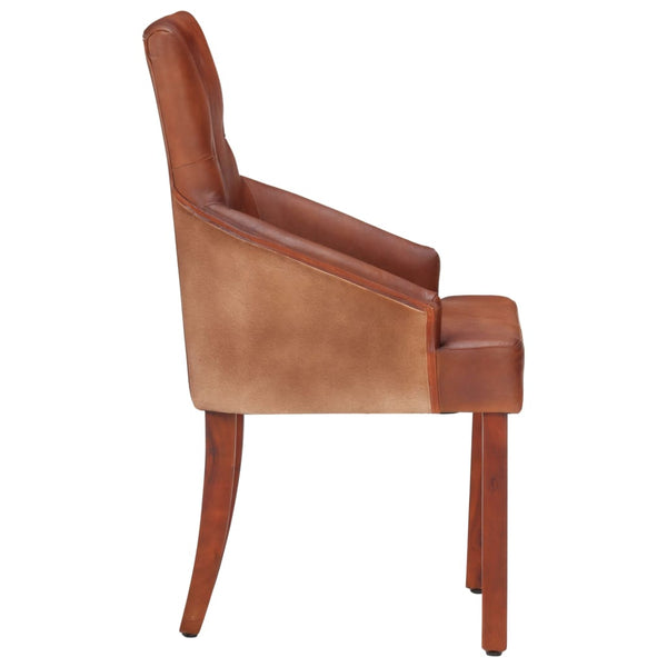 vidaXL Dining Chairs 4 pcs Brown Real Goatskin