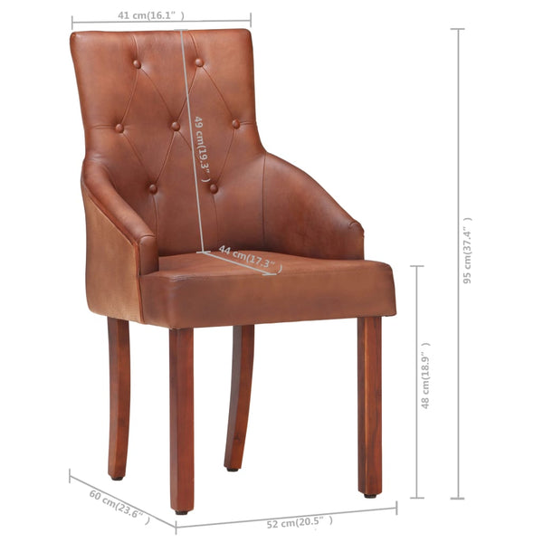 vidaXL Dining Chairs 4 pcs Brown Real Goatskin