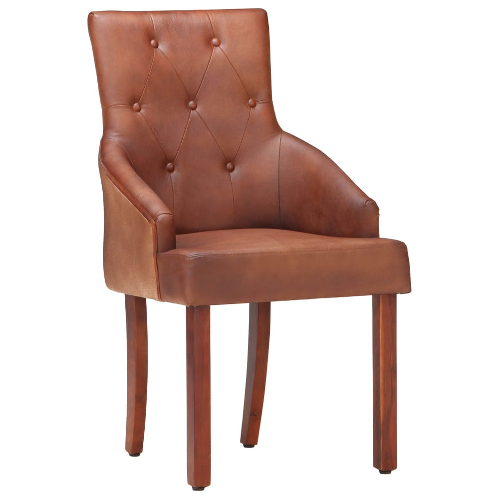 vidaXL Dining Chairs 6 pcs Brown Genuine Goat Leather