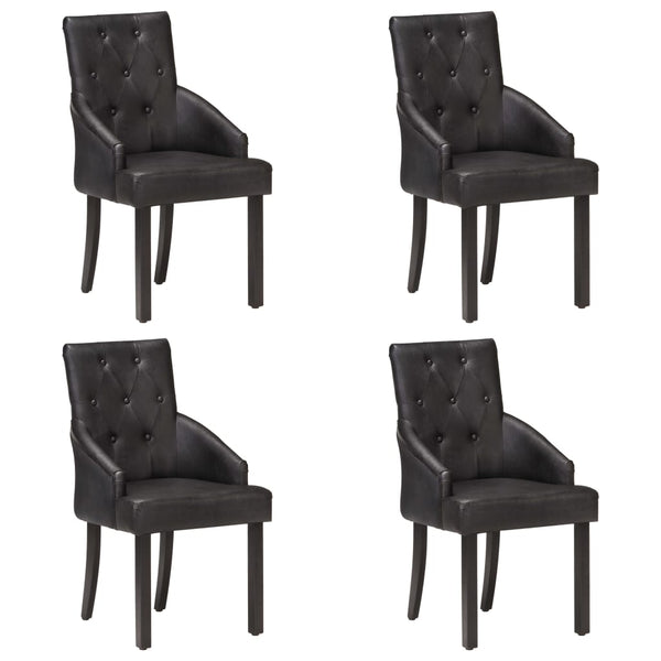 vidaXL Dining Chairs 4 pcs. Black Genuine Goat Leather