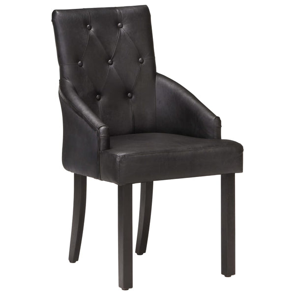 vidaXL Dining Chairs 4 pcs. Black Genuine Goat Leather
