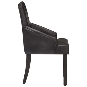 vidaXL Dining Chairs 4 pcs. Black Genuine Goat Leather