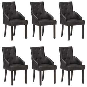 vidaXL Dining Chairs 6 pcs Black Genuine Goatskin
