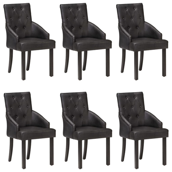 vidaXL Dining Chairs 6 pcs Black Genuine Goatskin