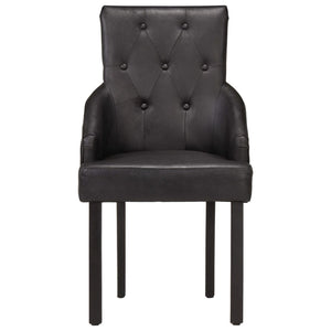 vidaXL Dining Chairs 6 pcs Black Genuine Goatskin
