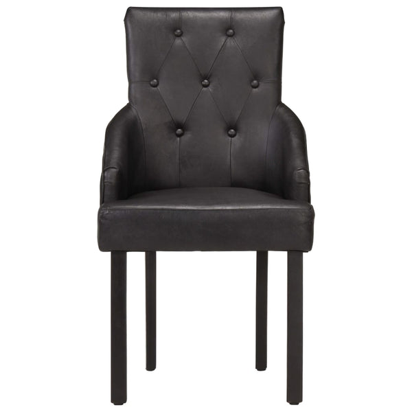 vidaXL Dining Chairs 6 pcs Black Genuine Goatskin