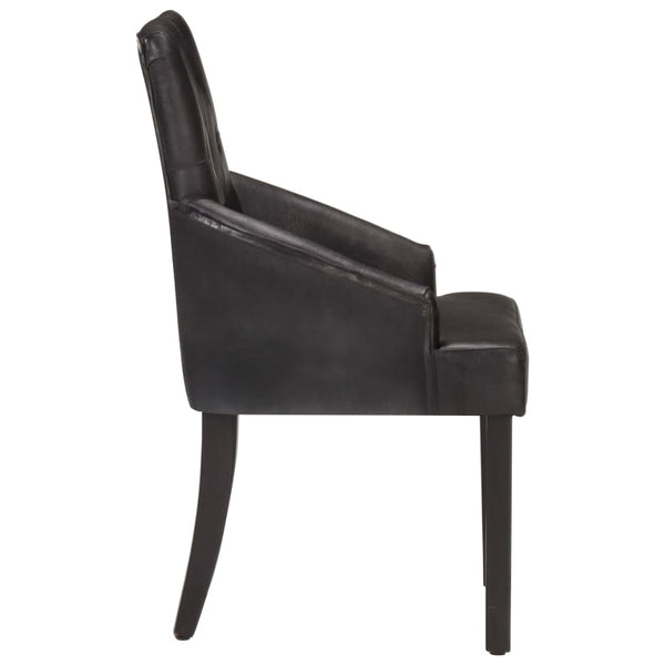 vidaXL Dining Chairs 6 pcs Black Genuine Goatskin