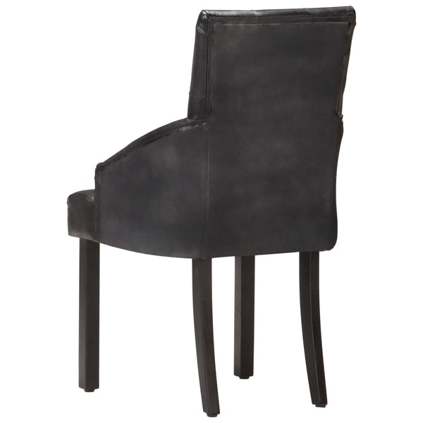 vidaXL Dining Chairs 6 pcs Black Genuine Goatskin