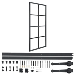 vidaXL Sliding Door Aluminum and ESG Glass with Fittings 76x205 cm