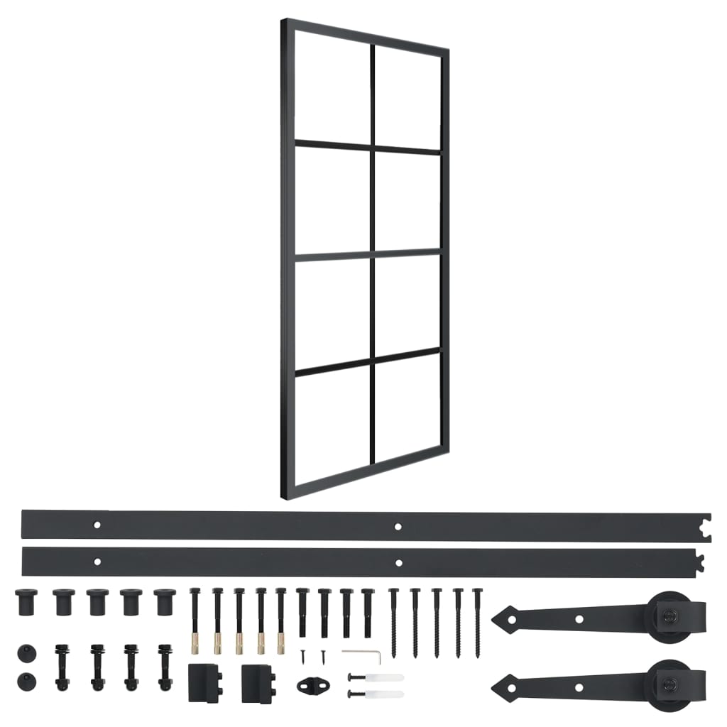 vidaXL Sliding Door Aluminum and ESG Glass with Fittings 76x205 cm