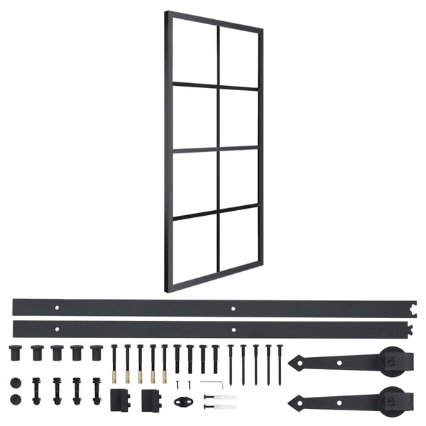 vidaXL Sliding Door Aluminum and ESG Glass with Fittings 76x205 cm