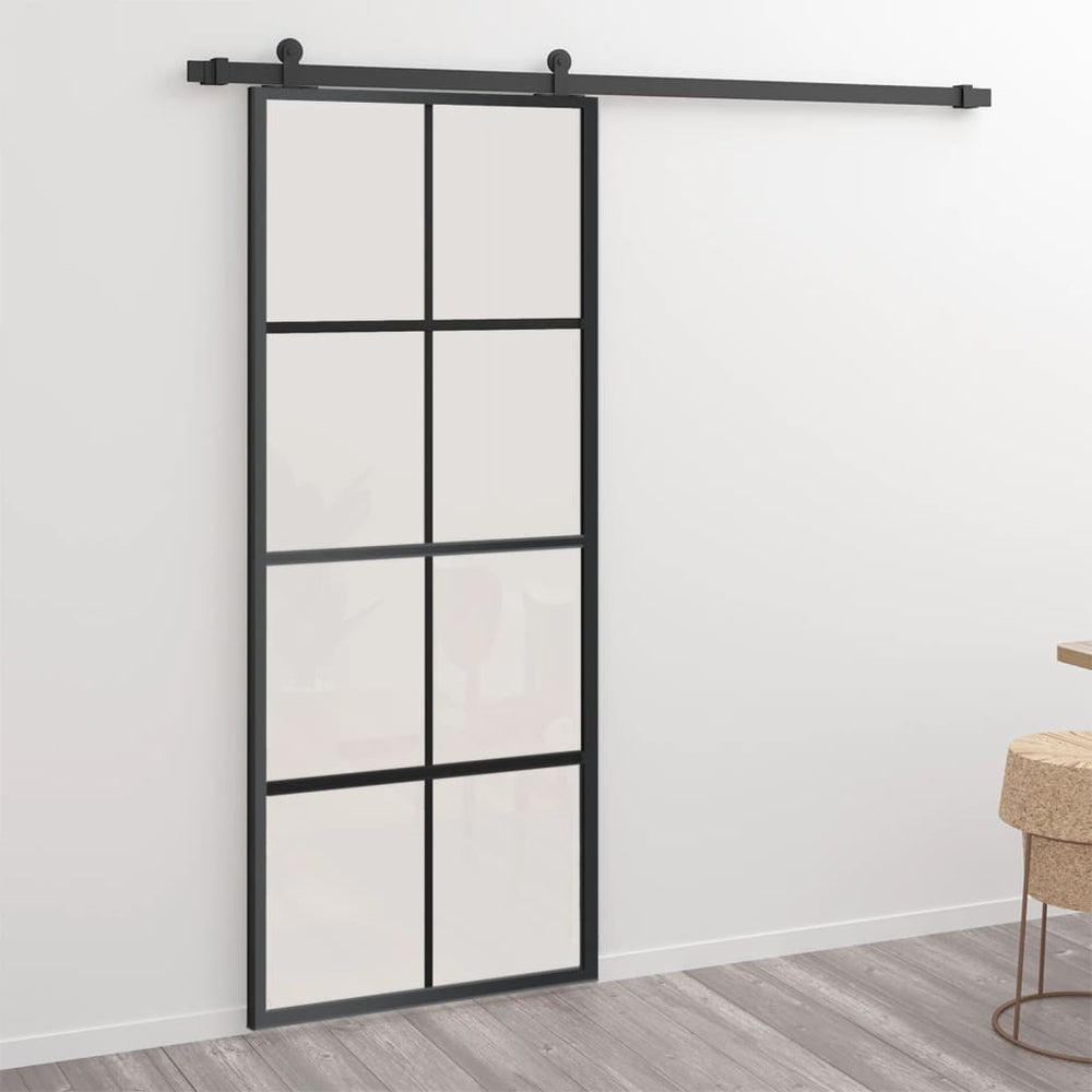 vidaXL Sliding Door Aluminum and ESG Glass with Fittings 76x205 cm