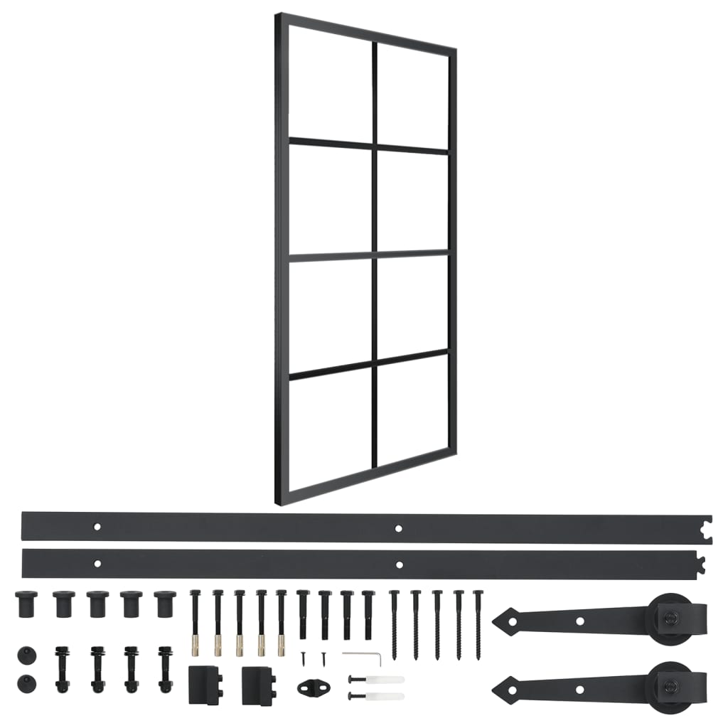 vidaXL Sliding Door Aluminium and ESG Glass with Fittings 90x205 cm