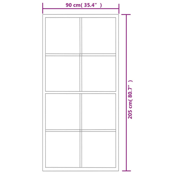vidaXL Sliding Door Aluminium and ESG Glass with Fittings 90x205 cm