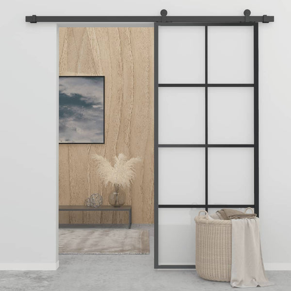 vidaXL Sliding Door Aluminium and ESG Glass with Fittings 90x205 cm