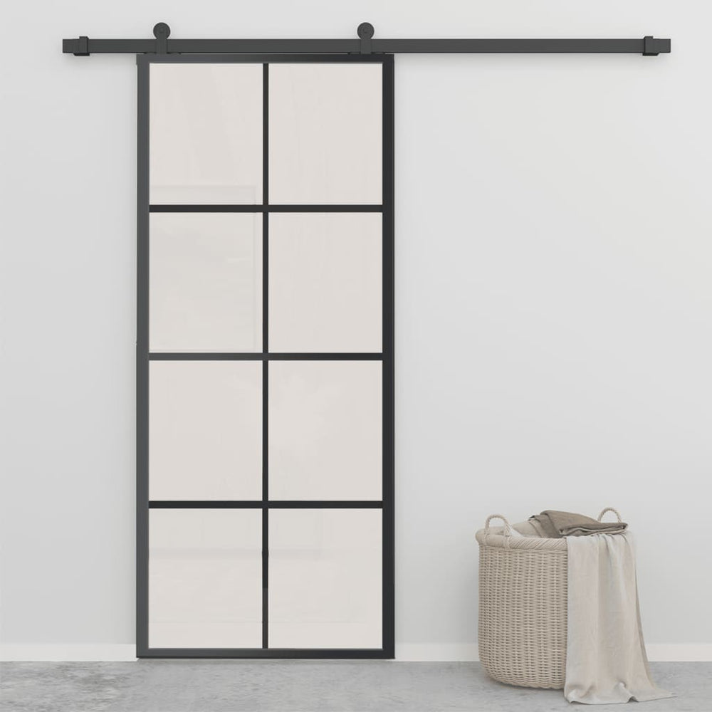 vidaXL Sliding Door Aluminium and ESG Glass with Fittings 90x205 cm