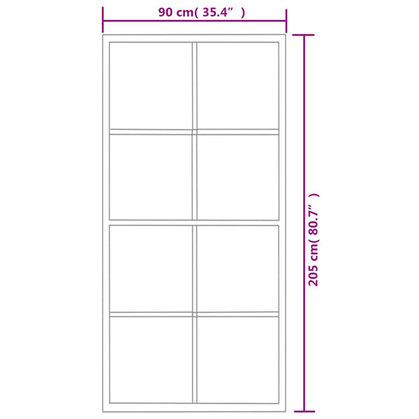vidaXL Sliding Door Aluminium and ESG Glass with Fittings 90x205 cm